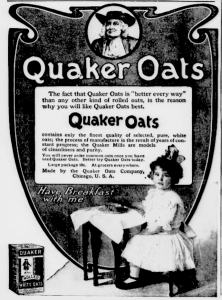Quaker Oats advert from 1906